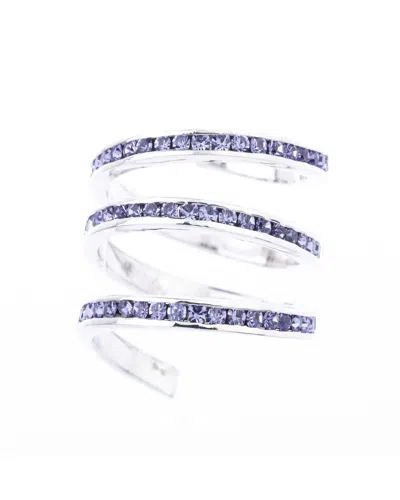 Traditions Jewelry Company Fine Silver Plated Purple Crystal Spiral Ring In Metallic