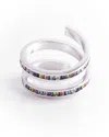 Traditions Jewelry Company Fine Silver Plated Rainbow Crystal Spiral Ring In Blue