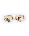 Traditions Jewelry Company Gold Electroplated Emerald Cut Crystal 4 Ring Set In Multi