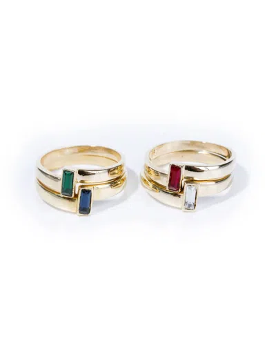 Traditions Jewelry Company Gold Electroplated Emerald Cut Crystal 4 Ring Set In Multi