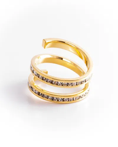 Traditions Jewelry Company Gold Plated Clear Crystal Spiral Ring In White