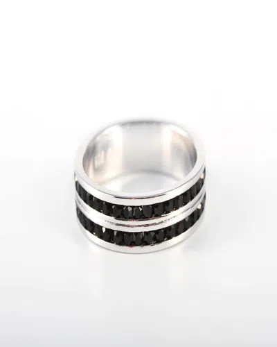 Traditions Jewelry Company Sterling Silver 2 Row Eternity Ring In Black