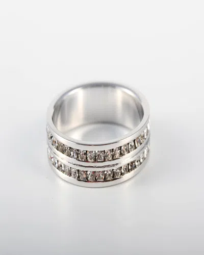 Traditions Jewelry Company Sterling Silver 2 Row Eternity Ring In White