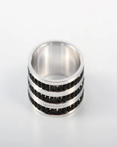 Traditions Jewelry Company Sterling Silver 3 Row Eternity Ring In Black