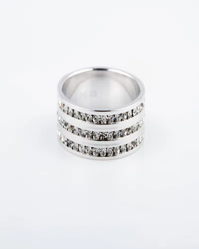 Traditions Jewelry Company Sterling Silver 3 Row Eternity Ring In White