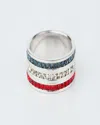 Traditions Jewelry Company Sterling Silver 3 Row Patriotic Eternity Ring In Multi