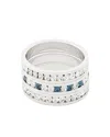 Traditions Jewelry Company Sterling Silver Alternating Crystal Eternity Ring 3 Piece Set In Blue
