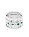 Traditions Jewelry Company Sterling Silver Alternating Crystal Eternity Ring 3 Piece Set In Multi