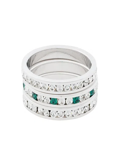 Traditions Jewelry Company Sterling Silver Alternating Crystal Eternity Ring 3 Piece Set In Multi