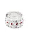 Traditions Jewelry Company Sterling Silver Alternating Crystal Eternity Ring 3 Piece Set In Red