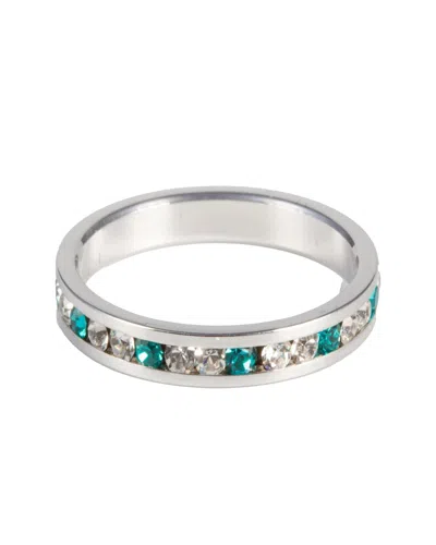 Traditions Jewelry Company Sterling Silver Alternating Crystal Eternity Ring In Blue