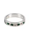 Traditions Jewelry Company Sterling Silver Alternating Crystal Eternity Ring In Green