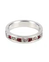 Traditions Jewelry Company Sterling Silver Alternating Crystal Eternity Ring In Multi