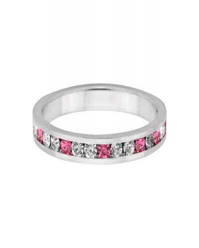 Traditions Jewelry Company Sterling Silver Alternating Crystal Eternity Ring In Pink