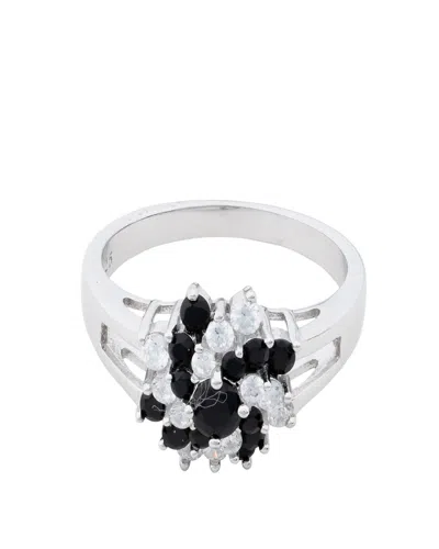 Traditions Jewelry Company Sterling Silver Black & Clear Snowball Ring In Brown