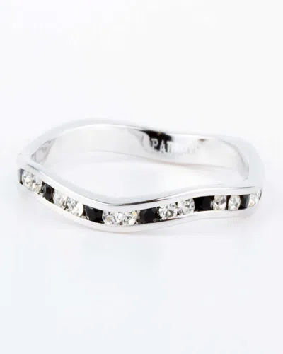 Traditions Jewelry Company Sterling Silver Black & Clear Stackable Wave Ring In Multi