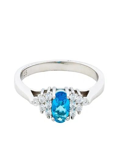 Traditions Jewelry Company Sterling Silver Blue Topaz Ring With Cubic Zircon Accent In White