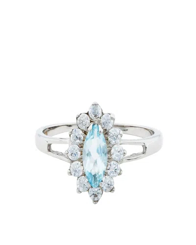 Traditions Jewelry Company Sterling Silver Blue Topaz Ring With Cubic Zircon Accents