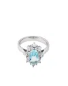 Traditions Jewelry Company Sterling Silver Blue Topaz Ring With Cubic Zircon Accents In White