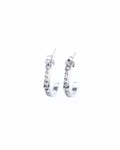 Traditions Jewelry Company Sterling Silver Channel Set Blue Birthstone Swarovski Crystal Half Inch Earring In White