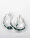 Traditions Jewelry Company Sterling Silver Channel Set Blue Tonal Swarovski Crystal One Inch Earring In Green