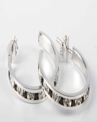 Traditions Jewelry Company Sterling Silver Channel Set Blue Tonal Swarovski Crystal One Inch Earring In Multi