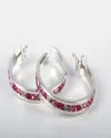 Traditions Jewelry Company Sterling Silver Channel Set Blue Tonal Swarovski Crystal One Inch Earring In Pink