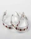 Traditions Jewelry Company Sterling Silver Channel Set Blue Tonal Swarovski Crystal One Inch Earring In Red