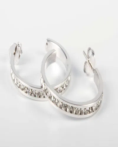 Traditions Jewelry Company Sterling Silver Channel Set Blue Tonal Swarovski Crystal One Inch Earring In White
