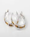 Traditions Jewelry Company Sterling Silver Channel Set Brown Topaz Tonal Swarovski Crystal One Inch Earring In Brown