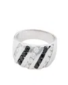 Traditions Jewelry Company Sterling Silver Channel-set Clear Crystal Wide Band Ring In Black