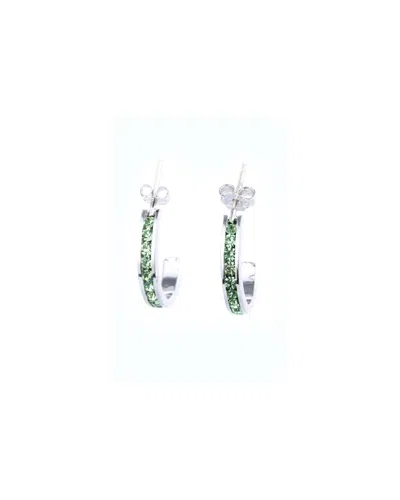 Traditions Jewelry Company Sterling Silver Channel Set Light Green Birthstone Swarovski Crystal Half Inch Earring In Multi