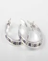 Traditions Jewelry Company Sterling Silver Channel Set Turquoise & Clear Swarovski Crystal One Inch Earring In Metallic