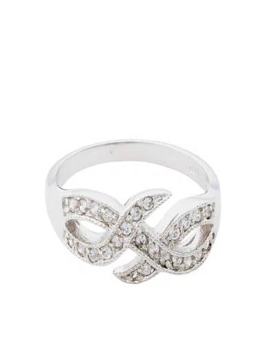 Traditions Jewelry Company Sterling Silver Criss Cross Cubic Zircon Ring In White