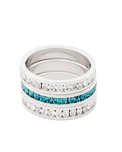 Traditions Jewelry Company Sterling Silver Crystal Birthstone Eternity Ring 3 Piece Set In Multi