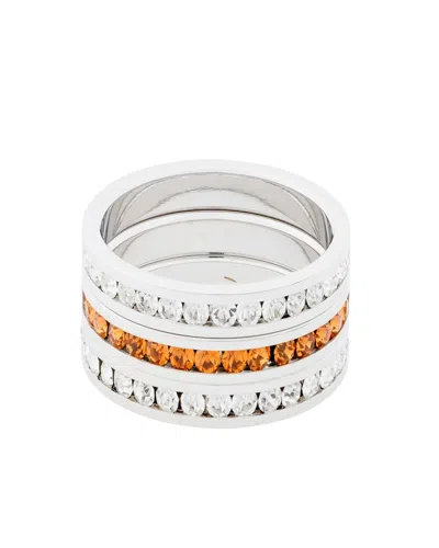 Traditions Jewelry Company Sterling Silver Crystal Birthstone Eternity Ring 3 Piece Set In White