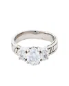 Traditions Jewelry Company Sterling Silver Cubic Zircon 3 Stone Ring In White