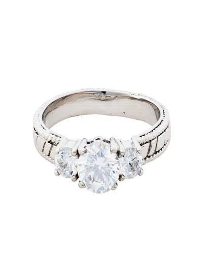 Traditions Jewelry Company Sterling Silver Cubic Zircon 3 Stone Ring In White