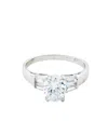 Traditions Jewelry Company Sterling Silver Cubic Zircon Baguette Accent Ring In White