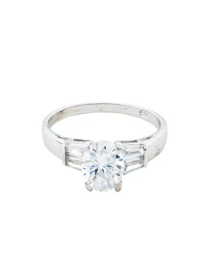Traditions Jewelry Company Sterling Silver Cubic Zircon Baguette Accent Ring In White