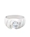Traditions Jewelry Company Sterling Silver Cubic Zircon Matte Finish Ring In White