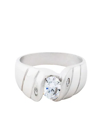 Traditions Jewelry Company Sterling Silver Cubic Zircon Matte Finish Ring In White