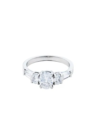 Traditions Jewelry Company Sterling Silver Cubic Zircon Ring With 3 Round 2 Baguette Cut Stones In White