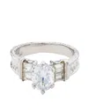 Traditions Jewelry Company Sterling Silver Cubic Zircon Ring With Baguette Accent And Designed Band In White