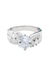 Traditions Jewelry Company Sterling Silver Cubic Zircon Ring With Baguette Accents In Metallic
