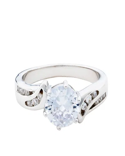 Traditions Jewelry Company Sterling Silver Large Cubic Zircon Ring In Brown