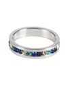 Traditions Jewelry Company Sterling Silver Multi-tonal Crystal Eternity Ring In Blue