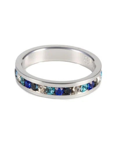 Traditions Jewelry Company Sterling Silver Multi-tonal Crystal Eternity Ring In Blue