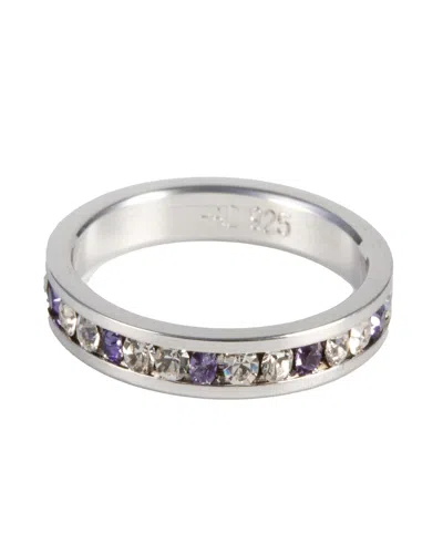 Traditions Jewelry Company Sterling Silver Multi-tonal Crystal Eternity Ring In Purple