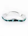 Traditions Jewelry Company Sterling Silver Multi-tonal Crystal Stackable Wave Ring In Green